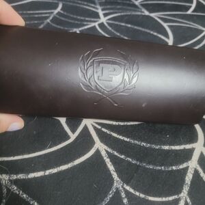 Embossed Dark Brown Leather Glasses Case